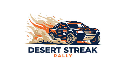 Fototapeta premium Desert Streak Rally Car Drifting Through Sand Waves