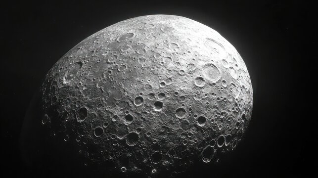 Rotating moon on a black background. 3d 4K