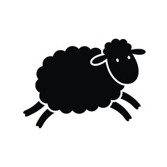 Obraz premium Minimalist black silhouette of a jumping sheep icon.