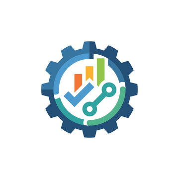 Business Data Analytics and Process Optimization Gear Logo Icon