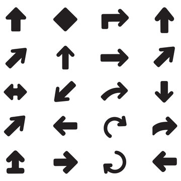 Black arrow on white background in grid layout black arrows
