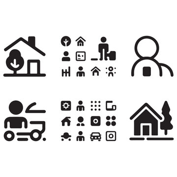 Black and white of family life and home activities