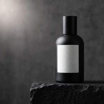 Minimal luxury black cosmetic bottle mockup