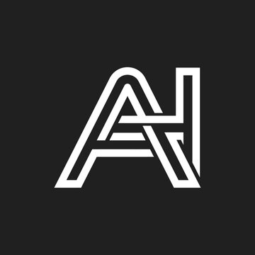 Minimalist monogram AH letter logo on black background.