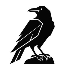 Naklejka premium Stylized black crow vector icon isolated on white.