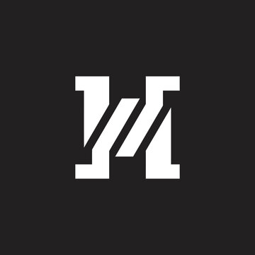 Striped letter H monogram on black background.