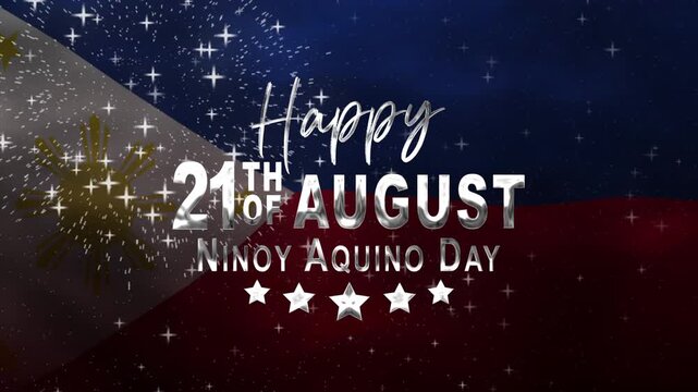 Philippine flag sparkles graphic, perfect for celebrating ninoy aquino day on august 21st. Festive and national holiday appropriate.