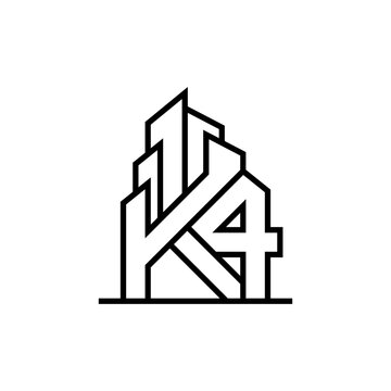letter number K4 monogram logo builder real estate