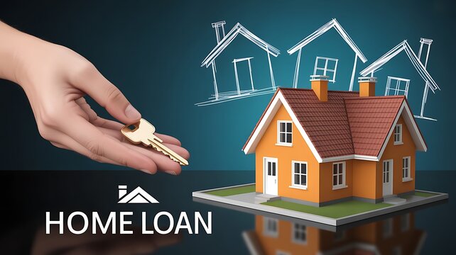 Residential Property Financing Concept Featuring a Real Estate Key and Model House