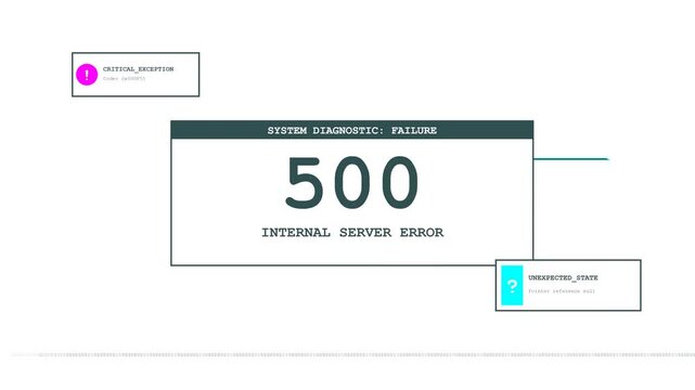 Minimalist website error page with 500 server status code.