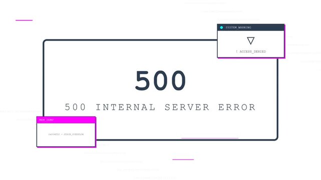 Website error page with 500 internal server message and browser mockups.