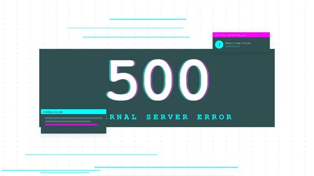 Error message display with 500 server error notification.