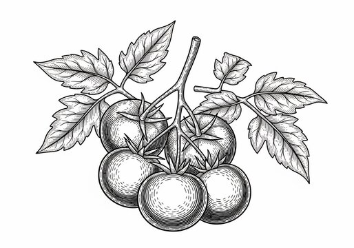Vine's Embrace: Ink-etched bounty, a timeless garden sketch.