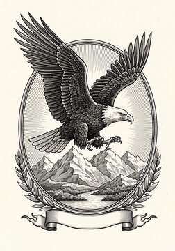 Ascension's Crest: Eagle's Flight Over Majestic Peaks