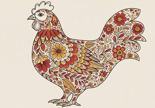 Crimson Bloom's Crest: A Woodland Fowl's Tapestry