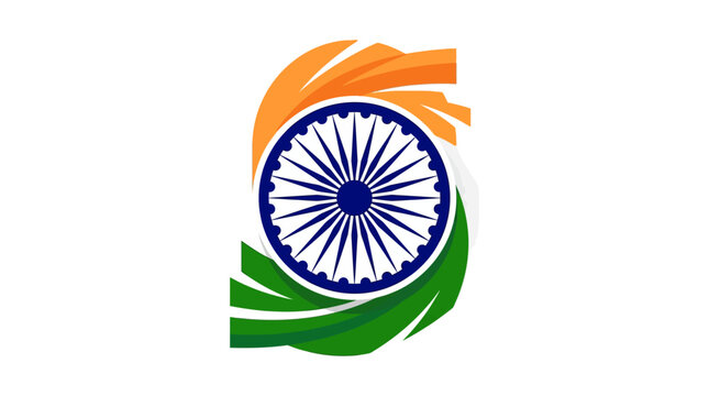 Abstract Indian Flag Design with Dynamic Colors and Circular Emblem for Patriotism and Cultural Expression
