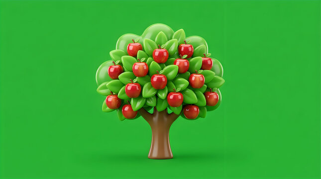 Apple tree with red apples and green leaves