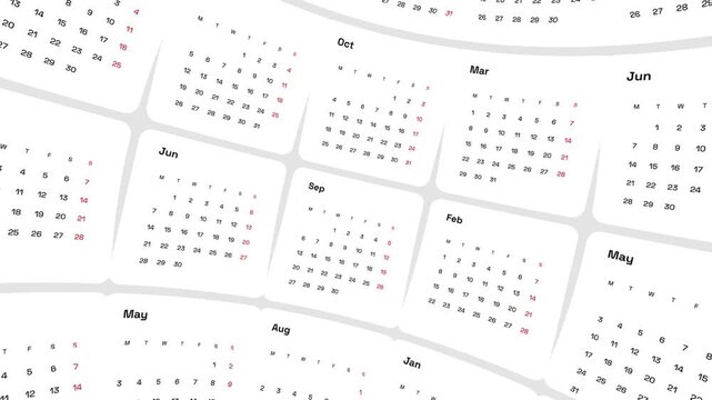 2027 Wall Calendar Animation Motion Background 12 Months Days Dates