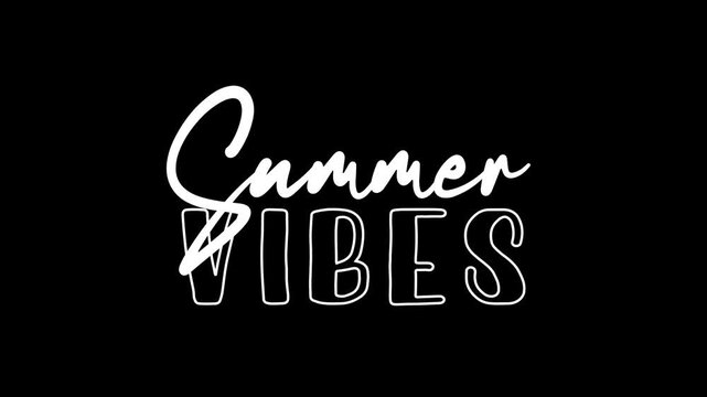 Text animation with bold white cursive and block summer vibes typography. Perfect for social media posts and video intros.
