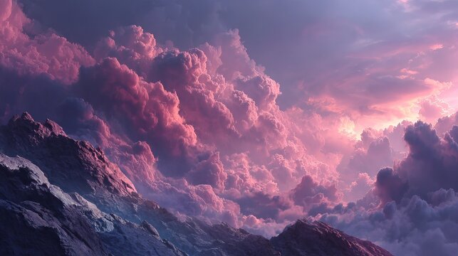 Dramatic Pink and Purple Clouds - A Dreamy Sky Artscape.