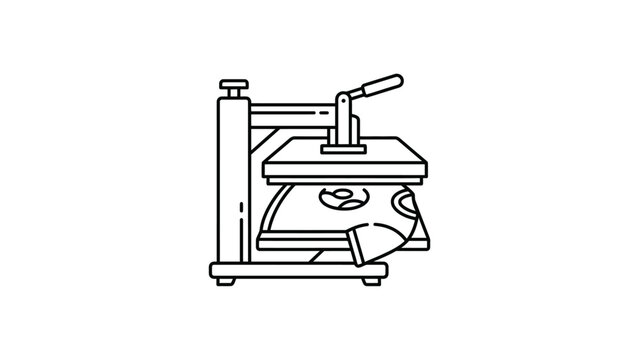Heat Press Machine for T-Shirt Printing and Custom Apparel Decoration - Vector Icon