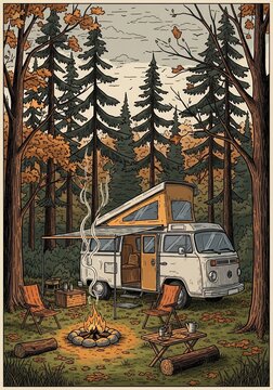 Whispers of Amber and Pine: A Canvas of Autumn's Embrace