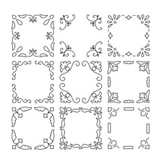 Fototapeta premium ミニマルでモダンな線画の植物・幾何学フレーム9個セット