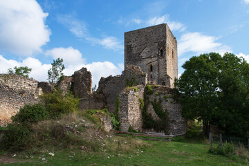 Ruins of the Cathar castle at Puivert in France © sissoupitch