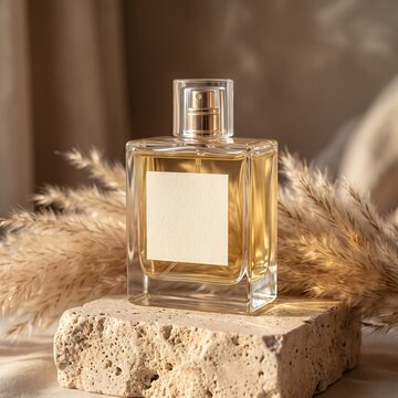 Elegant luxury perfume bottle product mockup on stone
