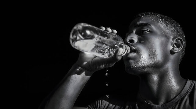 person drinking water after workout, candid moment