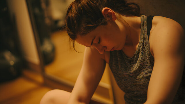 tired after exercise, sitting on floor