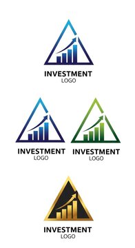 Investment Logo Designs with Upward Trend in Triangle Frame.