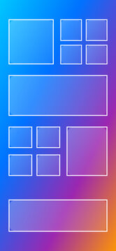 Mobile app wireframe interface layout template on vibrant gradient background