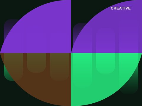 Abstract geometric pattern with purple and green circles on a dark background for modern design