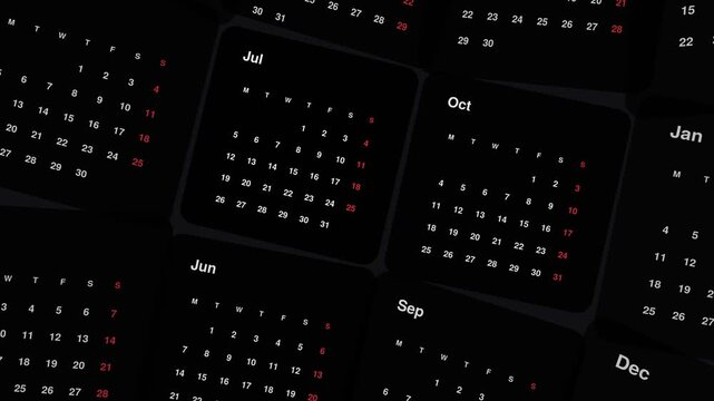 Happy New Year 2027 Calendar Animation Red White text