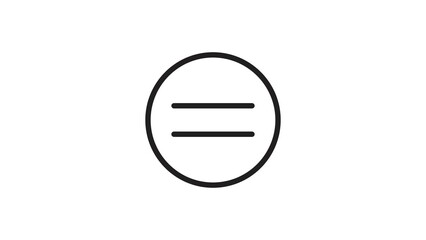 Fototapeta premium Minimalist equal sign icon in circle black line art symbol on white background isolated.