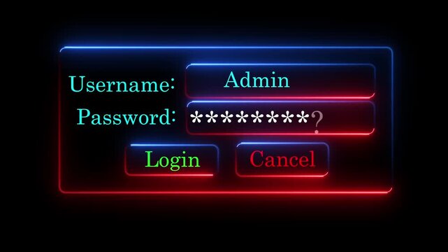 Digital log in interface with admin access and password field, glowing green caber security uni for software development and network authentication concepts