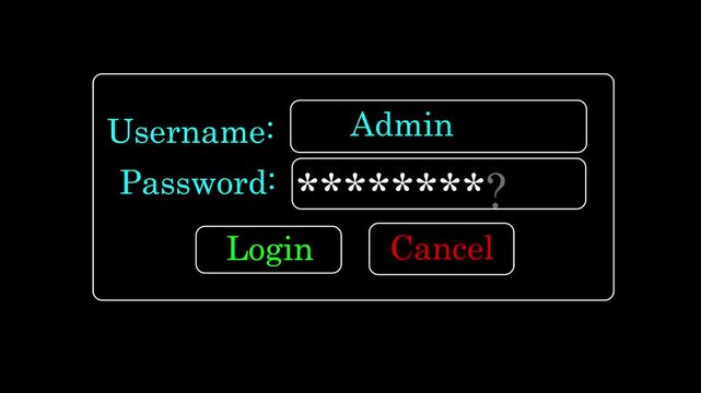 Digital log in interface with admin access and password field, glowing green caber security u for software development and network authentication concepts