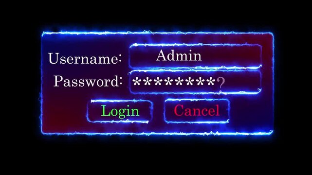 Digital lo gin interface with admin access and password field, glowing green caber security uni for software development and network authentication concepts