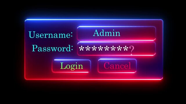Digital lo gin interface with admin access and password field, glowing green caber security u for software development and network authentication concepts