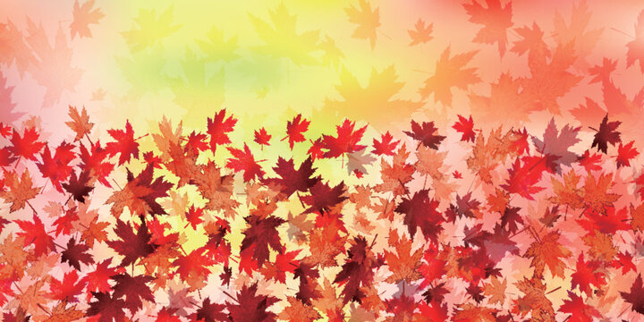Vibrant Autumn Maple Leaves Floating Background Design