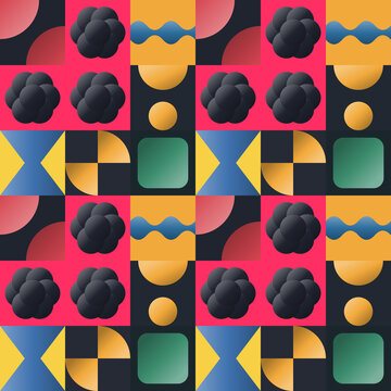Seamless line pattern in black, red, yellow - stylish gradient geometric background for wallpaper, textile and wrapping paper design