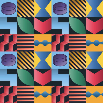 Seamless abstract pattern in black, gold, yellow - minimalist line art gradient geometric background for wallpaper, textile and wrapping paper design