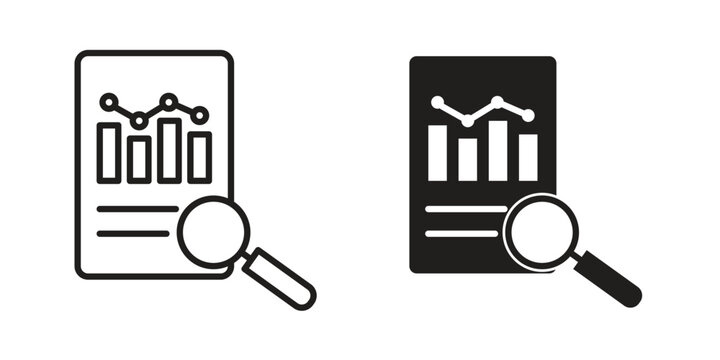 Analytics report icon line artwork pack