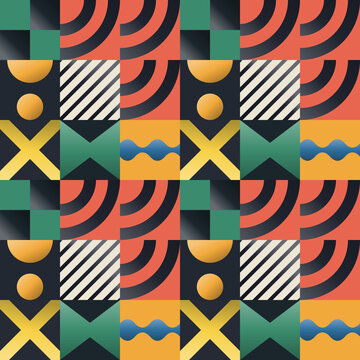 Seamless abstract pattern in yellow, blue, orange - elegant gradient geometric background for wallpaper, textile and wrapping paper design