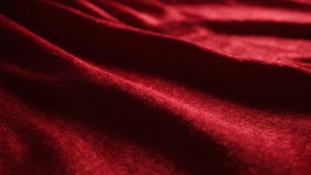 Red velvet fabric with flowing ripples