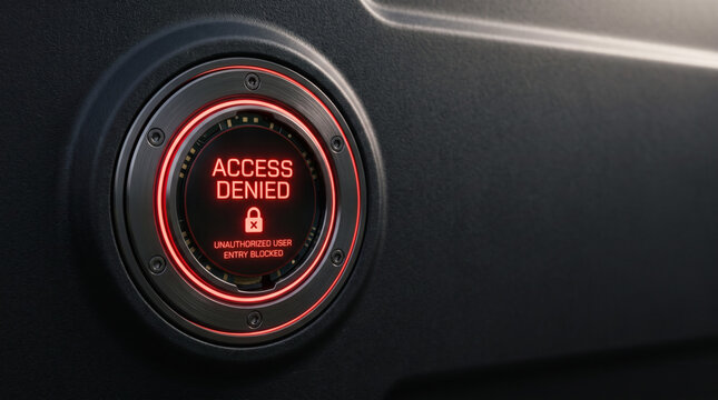 Access denied message on a futuristic security interface button