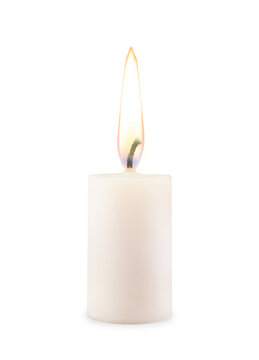 Burning White Candle with Flame on Transparent Background png