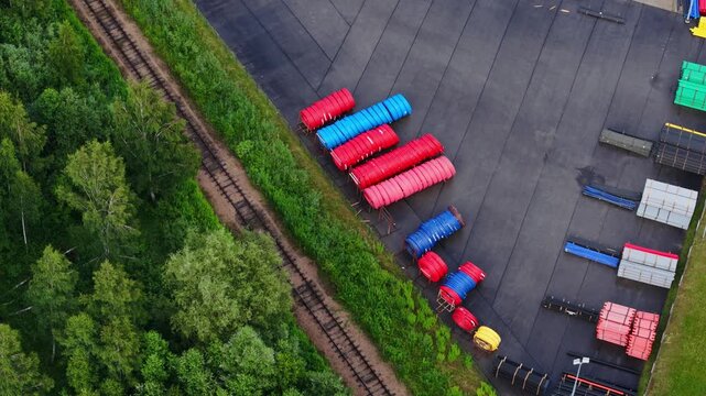 Industrial Pipe Storage Yard Near Railway, Manufacturing Logistics, Latvia