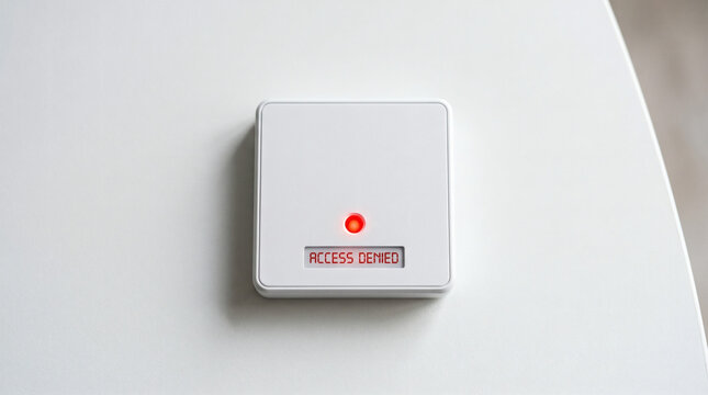 Access denied message on a white electronic security door reader